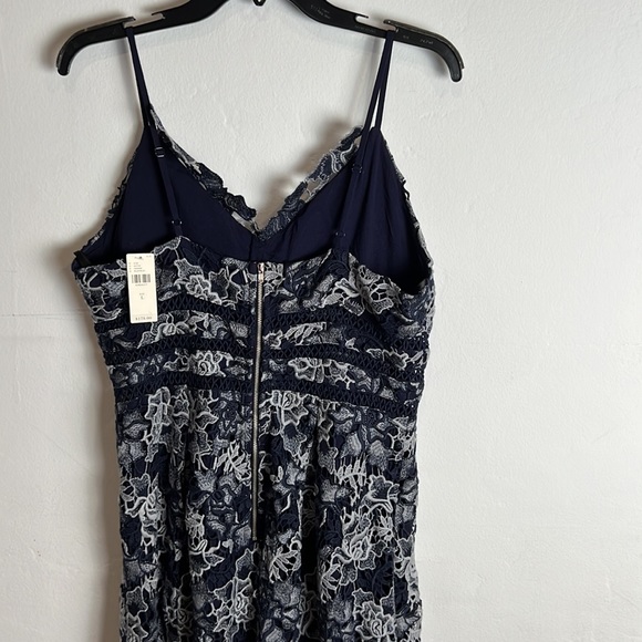NWT eri+ ali ANTHROPOLOGIE Blue embroidered dress with lining size L - Picture 4 of 11